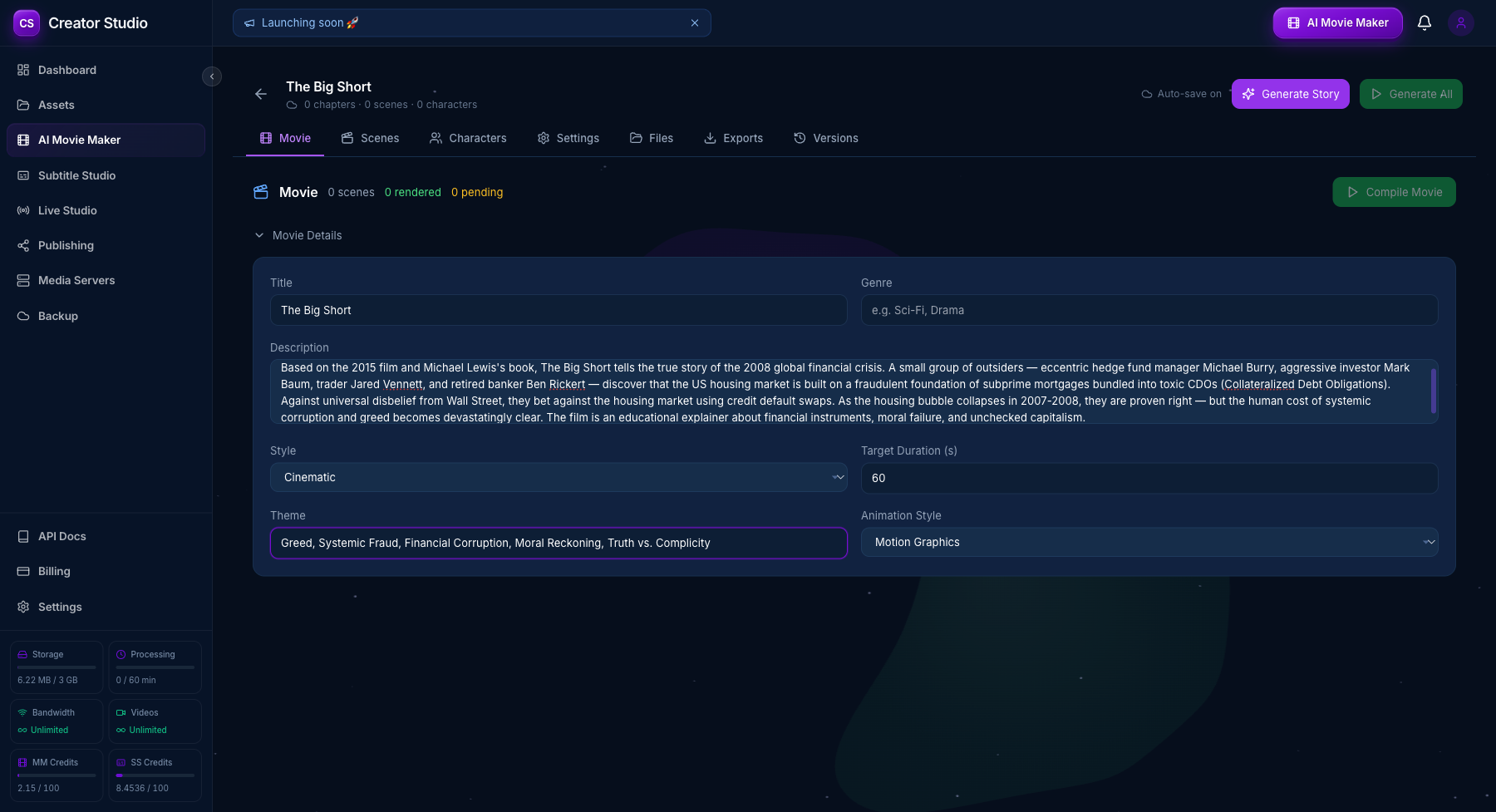 Agent Ra project brief details screenshot